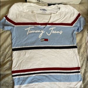 Tommy jeans shirt with red blue and white accents